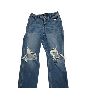 Curvy ultra high rise distressed mom jeans